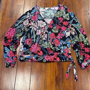 Anthropologie Tiny Floral Faux Wrap Top - Sz M